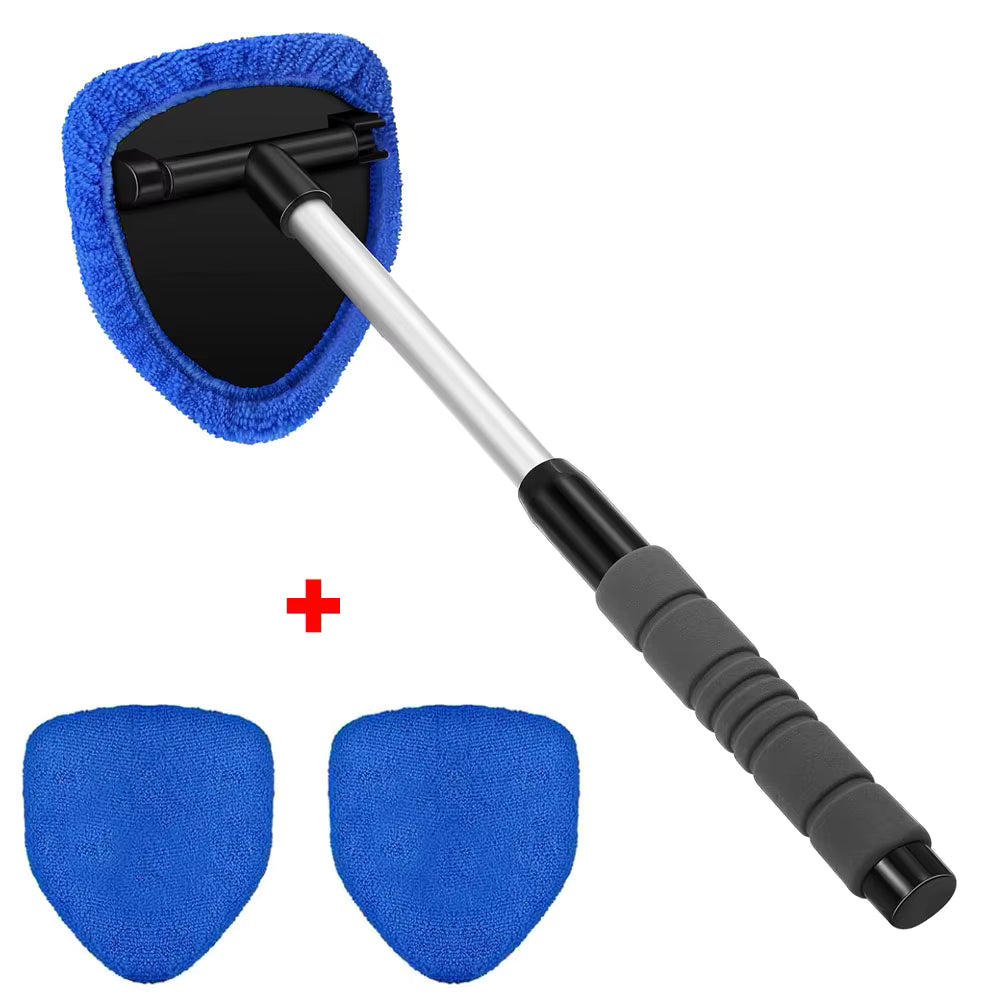 Outil de nettoyage de pare-brise de voiture en microfibre avec poignée extensible